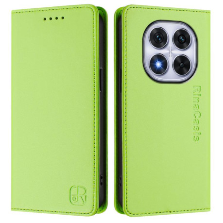 Чехол-книжка RC01 Dual-Folded Magnetic Suction RFID Leather на Xiaomi Redmi Note 14 Pro 4G - зеленый