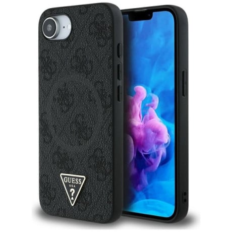 Оригинальный чехол Guess 4G Ring Triangle Logo MagSafe для iPhone 16e - black