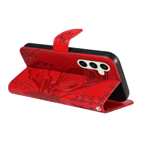 Чохол-книжка Swallowtail Butterfly Embossed Leather для Samsung Galaxy S24 FE 5G - червоний