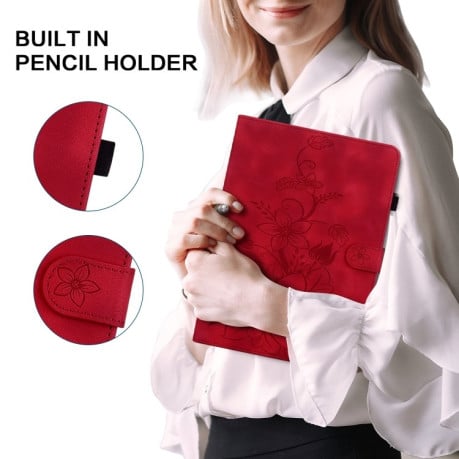 Чехол-книжка Lily Embossed Leather для Xiaomi Pad 7/Pad 7 Pro - красный