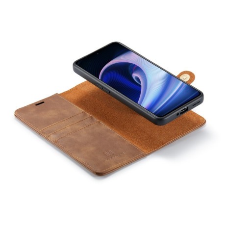 Шкіряний чохол-книжка DG.MING Crazy Horse Texture на OnePlus Ace /10R - коричневий