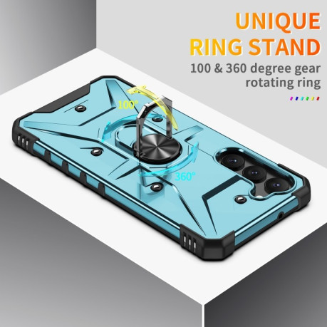 Противоударный чехол EsCase Ring Holde для Samsung Galaxy S23 5G - голубой
