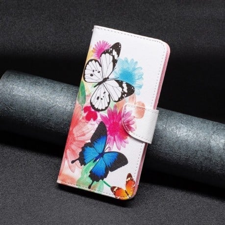Чехол-книжка Colored Drawing Pattern для Samsung Galaxy A56 5G - Butterflies