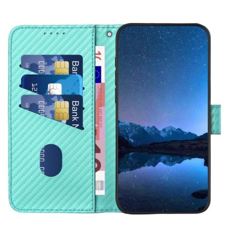 Чехол-книжка Carbon Fiber Texture на Realme GT7 Pro  - голубой