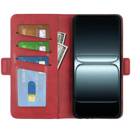 Чехол-книжка Dual-side Magnetic Buckle для OnePlus 13T - червоний
