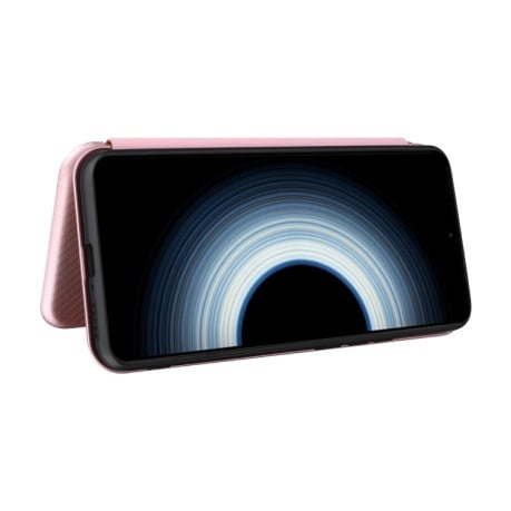 Чехол-книжка Carbon Fiber Texture на Xiaomi 12T / 12T Pro / Redmi K50 Ultra - розовый