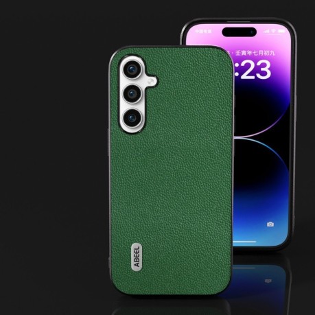 Чехол ABEEL Genuine Leather Luxury для Samsung Galaxy S23 FE 5G - зеленый