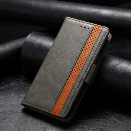 Чохол-книжка CaseNeo Splicing Dual Magnetic Buckle Leather для iPhone 16e - сірий