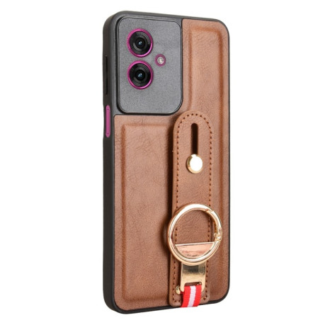 Протиударний чохол Wristband Leather Back для Motorola Moto G55 5G - коричневий