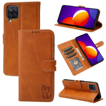 Чохол-книжка Happy Cat Pattern для Samsung Galaxy M32/A22 4G - жовтий