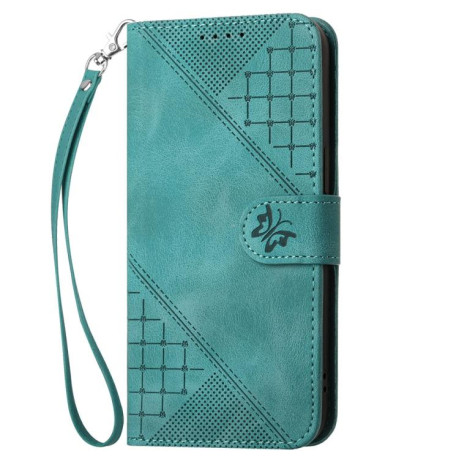 Чехол-книжка Grid Stitching Leather Phone Case with Lanyard для для Motorola Moto G15 - голубой