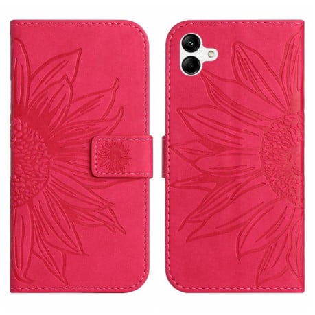 Чехол-книжка Skin Feel Sun Flower для Samsung Galaxy A04E - пурпурно-красный