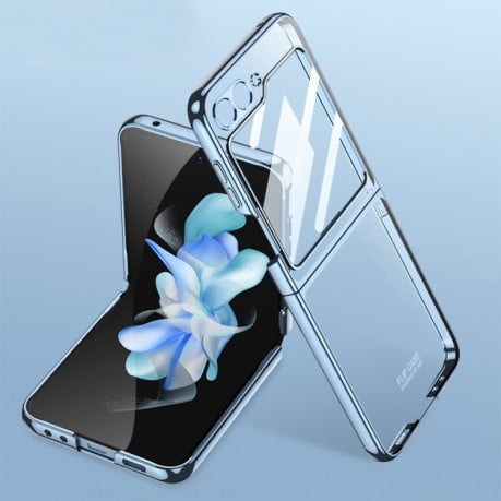 Протиударний чохол GKK Electroplating + Glass для Samsung Galaxy Flip 6 - синій