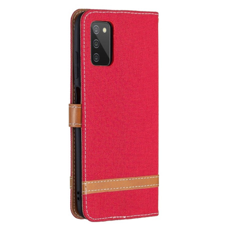 Чехол-книжка Color Matching Denim Texture на Samsung Galaxy A03s - красный