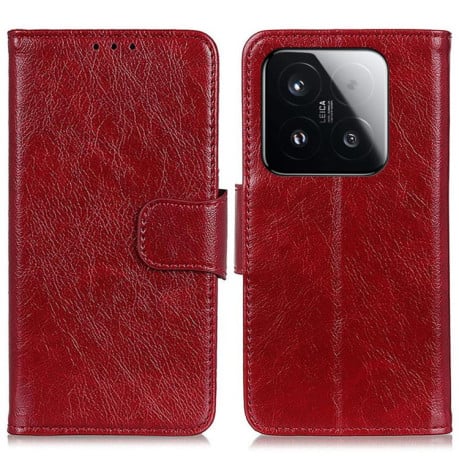 Чехол-книжка Mirren фактура “Crazy Horse” с магнитным хлястиком на Xiaomi 15T 5G - красный