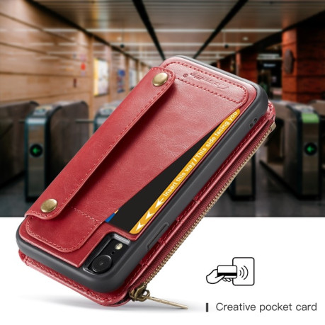 Чехол-кошелек CaseMe 011 Series Zipper Wallet Style на iPhone XR - красный