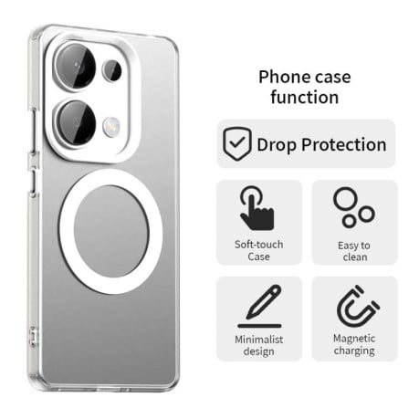 Противоударный чехол MagSafe Holder PC Hybrid для Xiaomi Redmi Note Redmi Note 14S/ 13 Pro 4G / POCO M6 Pro 4G - белый