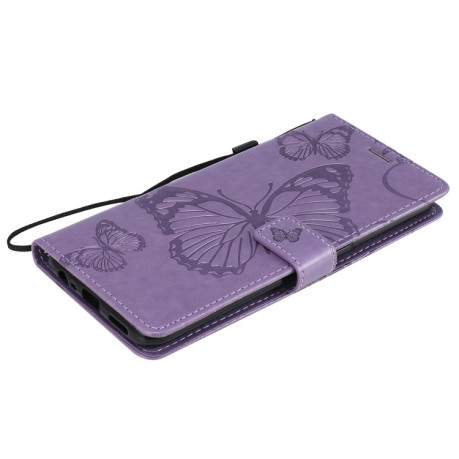 Чехол-книжка Embossed Butterfly для OPPO A53 (2020) / A53s / A33 (2020) / A32 3D - фиолетовый