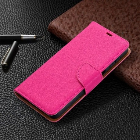 Чехол-книжка Litchi Texture Pure Color на Samsung Galaxy A32 4G- пурпурно-красный