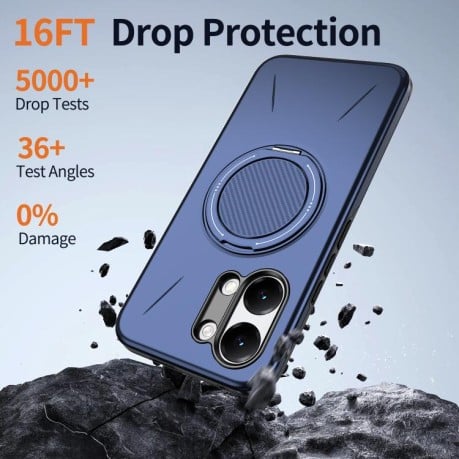 Чохол Metal Rotation Holder MagSafe TPU Hybrid PC з металевим поворотним тримачем і MagSafe на Xiaomi Redmi Turbo 5 Max 5G / Poco X8 Pro Max 5G — темно-синій