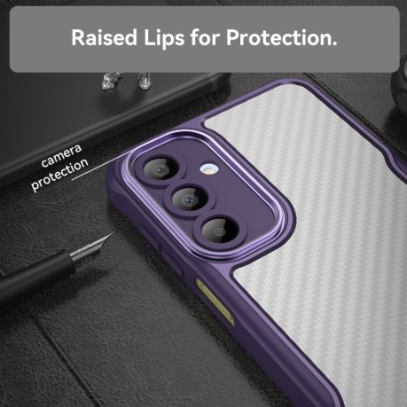 Ударозащитный чехол Carbon Fiber Texture Translucent на Samsung Galaxy A16 5G - фиолетовый