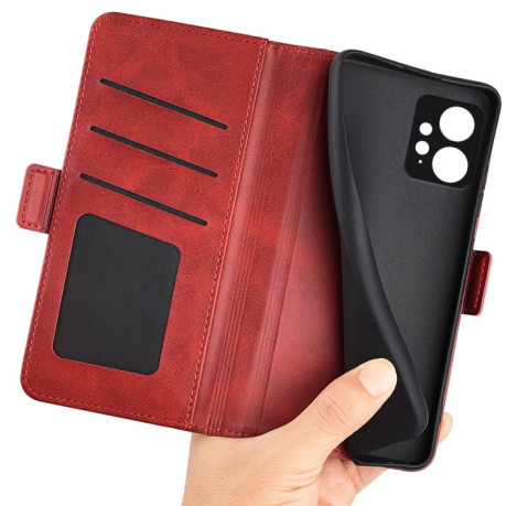 Чехол-книжка Dual-side Magnetic Buckle для Xiaomi Redmi Note 12 4G - красный