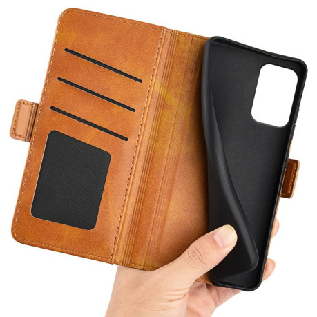 Чехол-книжка Dual-side Magnetic Buckle для Motorola Moto E15 - желтый