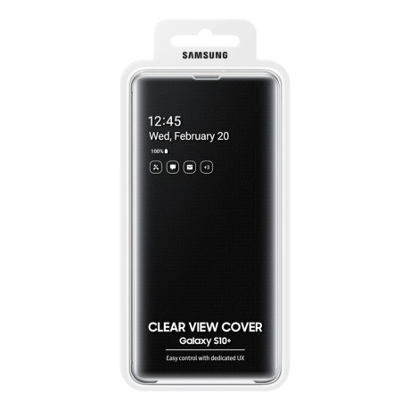 Оригинальный чехол-книжка Samsung Clear View Cover для Samsung Galaxy S10 Plus black (EF-ZG975CBEGRU)