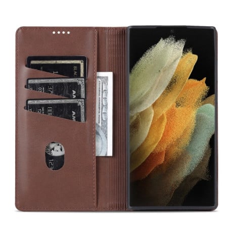Чохол-книжка AZNS Magnetic Calf Samsung Galaxy S22 Ultra 5G - темно-коричневий