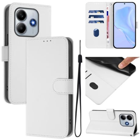 Чехол-книжка Skin Feel Solid Color Leather для Xiaomi Poco M7 Pro 5G - белый