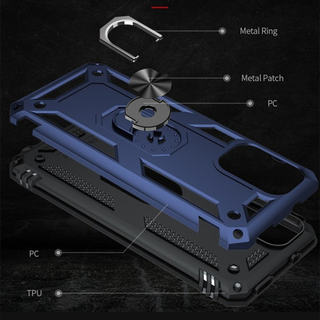 Противоударный чехол-подставка 360 Degree Rotating Holder на Xiaomi Redmi Note 10/10s/Poco M5s - синий