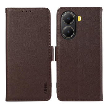 Шкіряний чохол-книжка ABEEL Genuine Leather RFID для Xiaomi Poco X7 Pro - коричневий