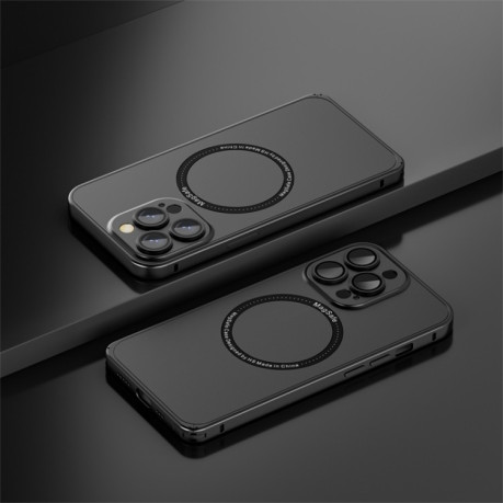 Противоударный чехол Frosted Lens MagSafe для  iPhone 14 - черный
