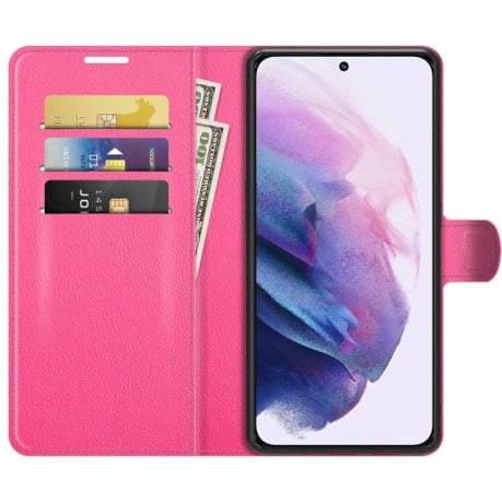 Чехол-книжка Litchi Texture на Samsung Galaxy S22 Plus 5G - пурпурно-красный