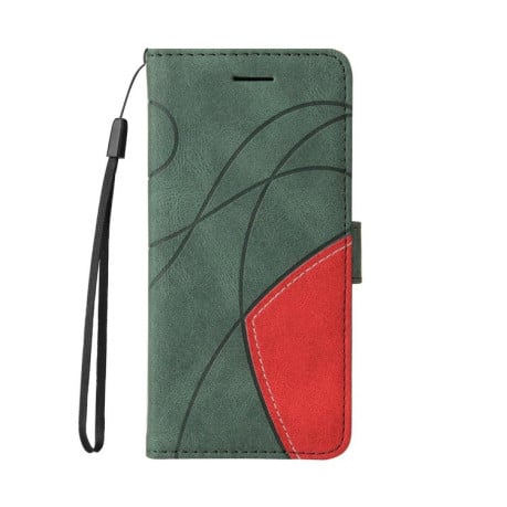 Чохол-книжка Dual-color Splicing Flip Leather на Xiaomi Redmi 15C 4G EU / 15C 5G 173.1mm - зелений