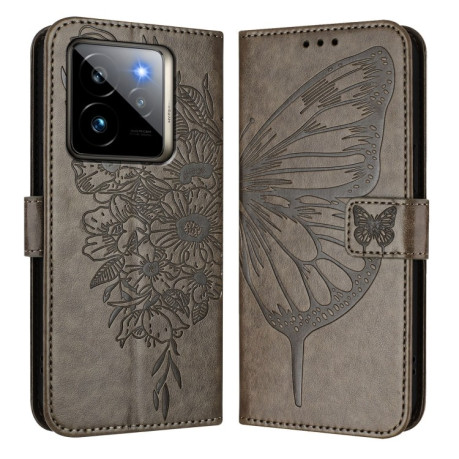 Чехол-книжка Embossed Butterfly для Realme GT7 Pro 5G - серый