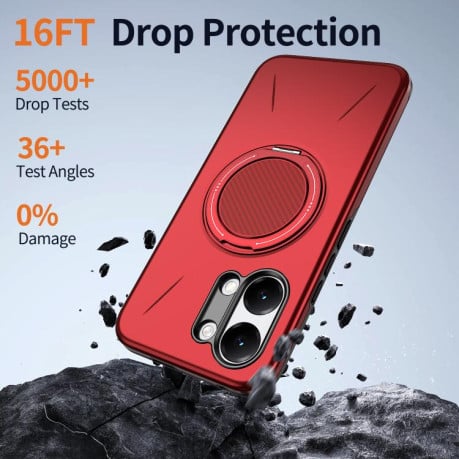 Чохол Metal Rotation Holder MagSafe TPU Hybrid PC з металевим поворотним тримачем і MagSafe на Xiaomi Redmi Turbo 5 Max 5G / Poco X8 Pro Max 5G — червоний