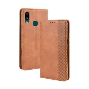 Шкіряний чохол-книжка Magnetic Buckle Retro Crazy Horse Texture на Samsung Galaxy A10s-коричневий