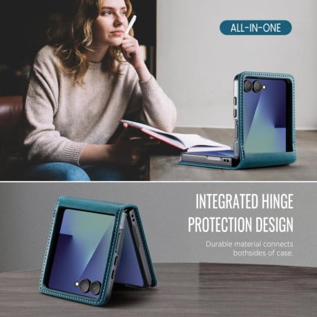 Чохол-книжка CaseMe 033 з фактурою Calf та захистом від сканування RFID на Samsung Galaxy Filp 7 5G - зелений
