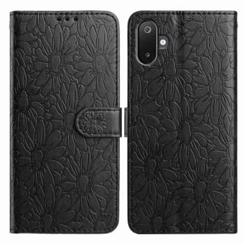 Чехол-книжка Daisy Embossed Leather для Samsung Galaxy M06 5G - чорний