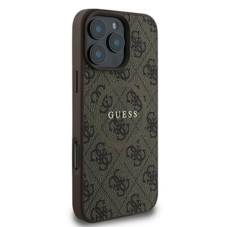 Оригинальный чехол Guess 4G Ring Classic Logo MagSafe для iPhone 16 Pro - Brown