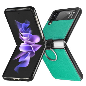 Протиударний чохол Litchi Pattern Folding Samsung Galaxy Z Flip3 5G - зелений