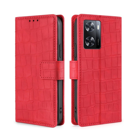 Чехол-книжка Skin Feel Crocodile Texture для  OnePlus Nord N20 SE/OPPO A57s  - красный