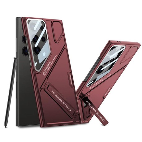 Протиударний чохол GKK Mech Style Ultra-thin Folding Holder Not Included Pen для Samsung Galaxy S25 Ultra 5G - червоний