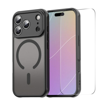 Чохол ENKAY Hat-Prince з MagSafe матовий+скло на iPhone 18 Pro Max / 17 Pro Max — чорний