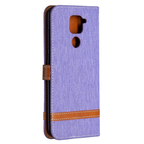 Чехол-книжка Color Matching Denim Texture на Xiaomi Redmi Note 9 - фиолетовый