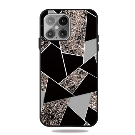 Противоударный чехол Frosted Fashion Marble для iPhone 14/13 - Black Gold Triangle