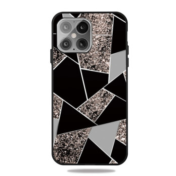 Противоударный чехол Frosted Fashion Marble для iPhone 13 Pro - Black Gold Triangle
