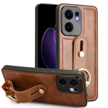 Протиударний чохол Wristband Leather Back для OPPO Reno13 F 5G - коричневий