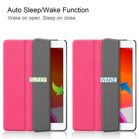 Чохол Custer Texture Three-folding Sleep/Wake-up на iPad 9/8/7 10.2 (2019/2020/2021) Рожево-червоний